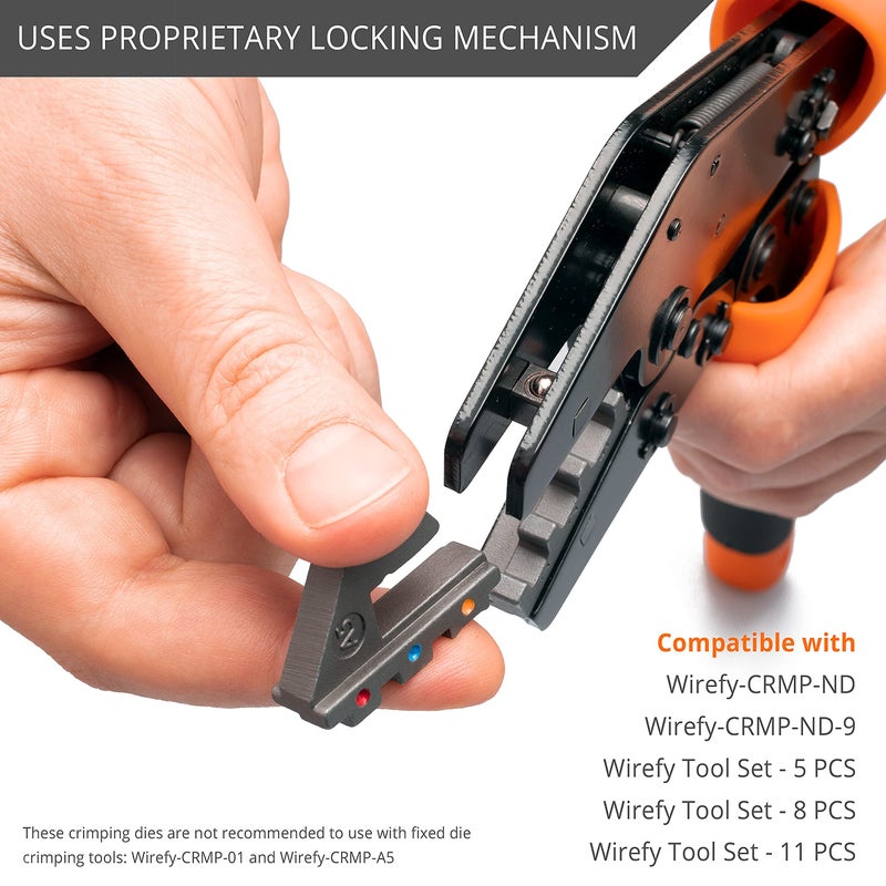 Wirefy Crimping Die for Heat-Shrink Connectors 22-10 AWG | Interchangeable Quick-Change Die for Wirefy Crimping Tools | Wide-Profile Precision Crimp - Image 4